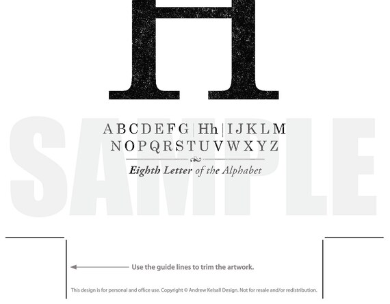 h printable letter h art letter h wall decor h alphabet h etsy