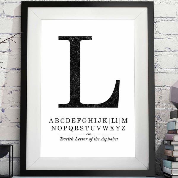 Letter L, Art L Letter L Print Letter L Printable, monogram letter L initial printable, L print, capital letter L printable initials artwork