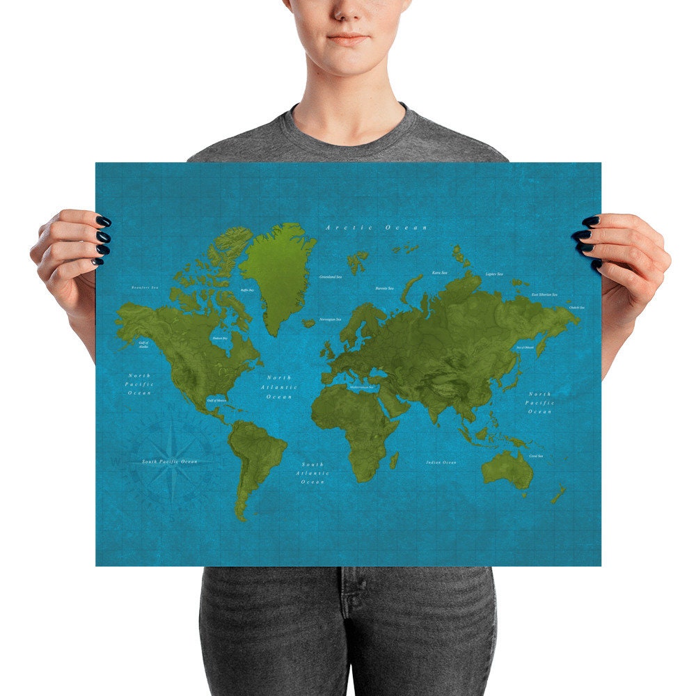 Map of the World Poster Big World Map Huge World Map Giant - Etsy