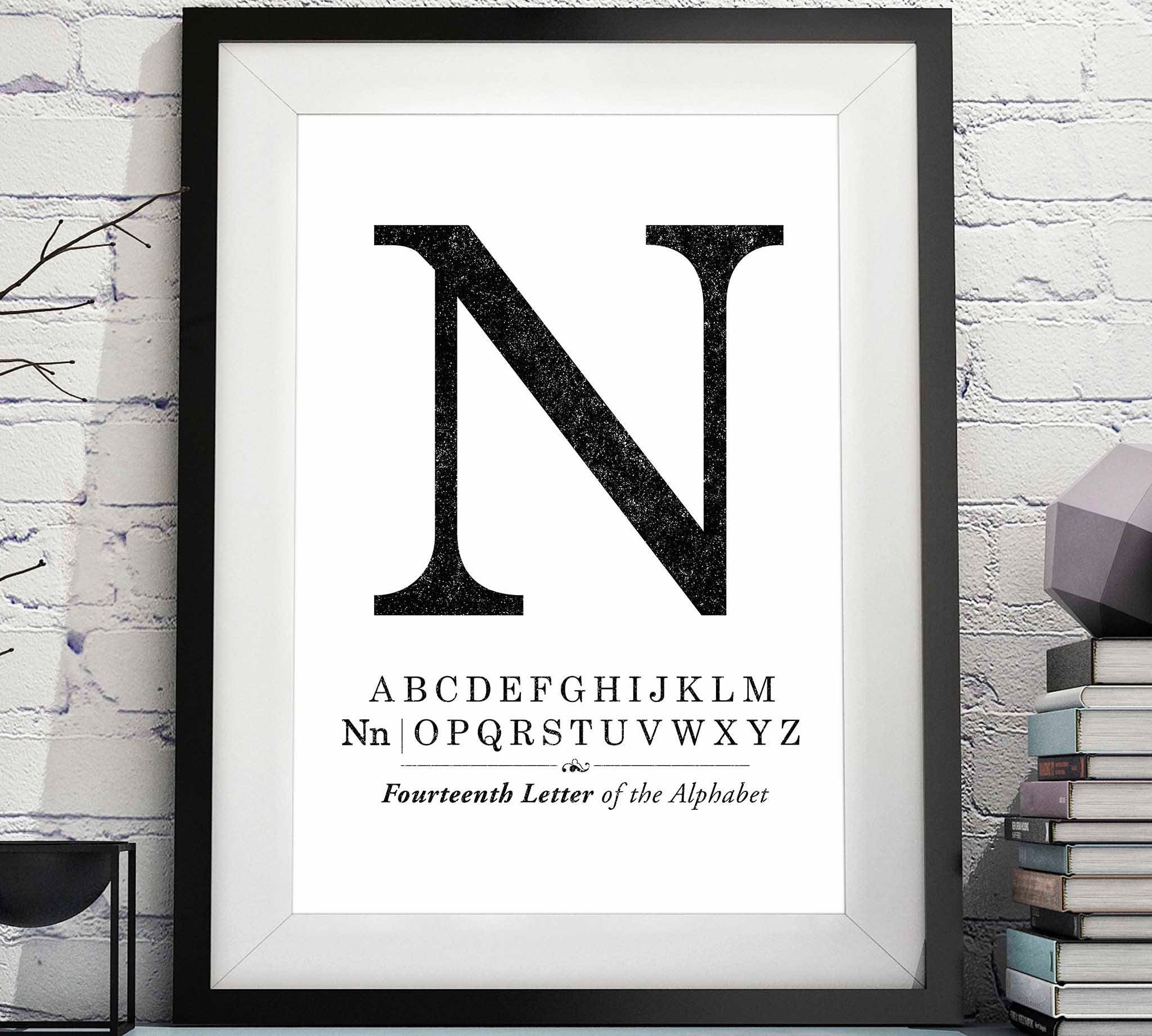Art & Collectibles Letter N Poster Letter N Wall Art Letter N Print ...