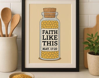Mustard Seed Parable Print, Bible Verse Sketch (Digital Download)