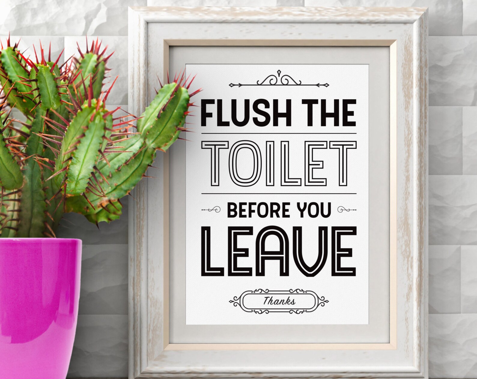 Flush Toilet Before You Leave, Flush Toilet Sign Bathroom Wall Decor, Bathroom Art, Bath Decor