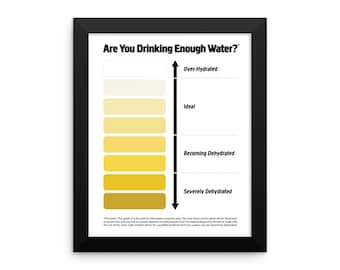 Framed Urine Color Chart, Water Intake Guide