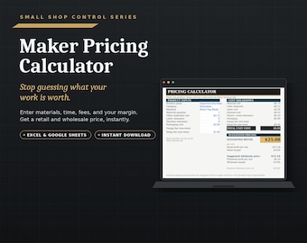 Maker Pricing Calculator Spreadsheet, Excel, Google Sheets, Großhandelseinzelhandel (Digitaler Download)