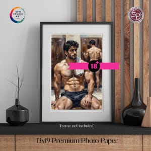 Gym Wall Decor, Muscular Man Print, Vintage Locker Room Art Poster