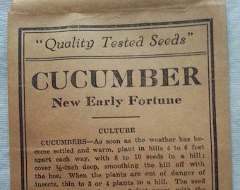 CUCUMBER!!! (New Early Fortune) *Original Vintage Vegetable Seed Packet* *No Seeds*