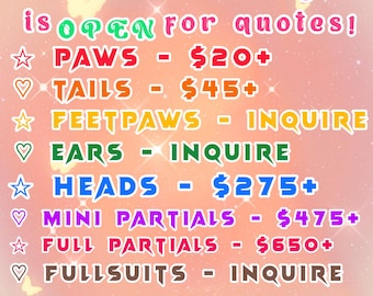 Carousel Pony Fursuit Commission Quotes: Paws, Tails, Heads, Partials, Fullsuits