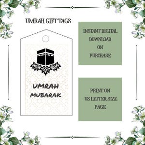 Umrah Mubarak Gift Tags | Islamic Kaaba Celebration Labels (Digital Download)
