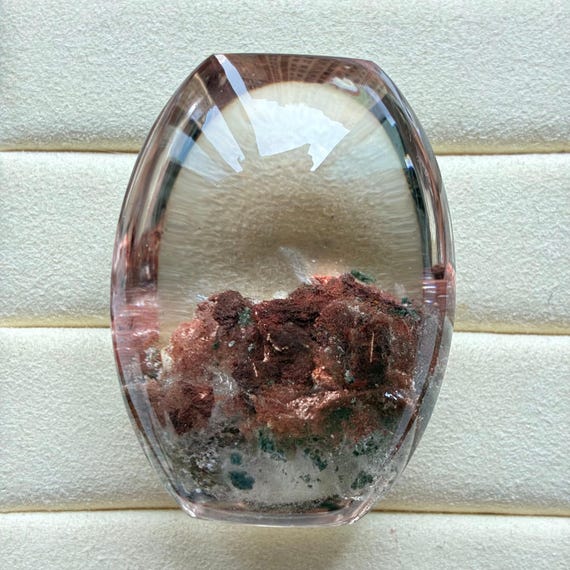 Natural Phantom Quartz Lodolite Pendant with Unique Landscape Inclusions, Clear Crystal Jewelry Gift for Her Meditation Stone