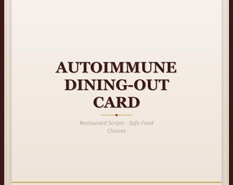 Autoimmune Dining-Out Card | Restaurant Scripts Safe Menu Choices | PDF Download