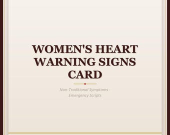 Women's Heart Warning Signs Card | Non-Traditional Symptoms Emergency Scripts | PDF Download