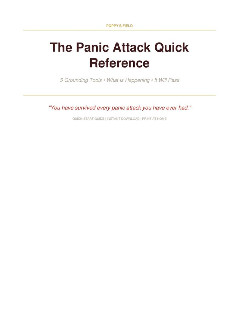 Panic Attack Quick Reference Card | Grounding Breathwork Calm Scripts | PDF Download image 3