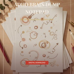 ADHD Brain Dump Notepad | 30 Sheets Mind Map Priority Filter Neurodivergent Women PDF