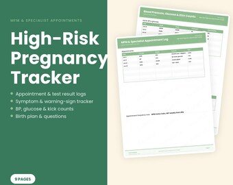 High-Risk Pregnancy Tracker, MFM Appointment Test Result Log (Fillable PDF Download)