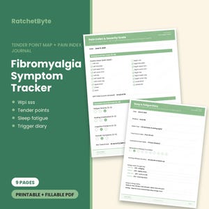 Fibromyalgia Symptom Tracker, Tender Point Map, Pain Index Journal (PDF Download)