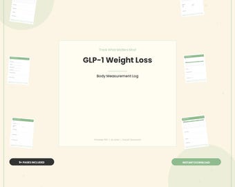 GLP-1 Weight Loss & Body Measurement Log, Semaglutide Progress Tracker (PDF Download)