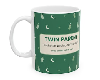 Twin Parent Mug, Double Babies Half Sleep Gift (11oz, 15oz)