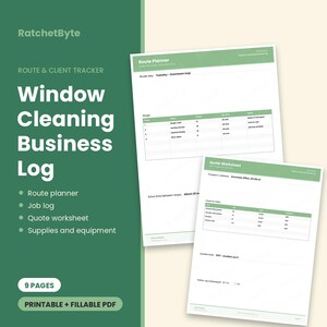 Window Cleaning Business Log, Route & Client Tracker (Fillable PDF Download)