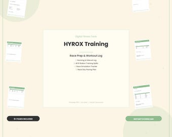 HYROX Race Training Log, Station Splits & Running Tracker, Printable Fitness Journal (PDF Download)