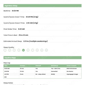 Narcolepsy Symptom Tracker, Sleep Diary, Cataplexy & Daytime Sleepiness Log (PDF Download) image 3