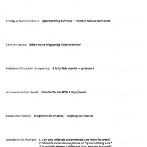Autismus Selbstmanagement-Tracker, Sensorisches Tagebuch, Energiebudget Journal (PDF Download) Bild 7
