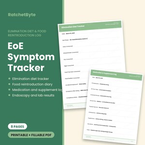 EoE Symptom Tracker, Elimination Diet & Food Reintroduction Log (PDF Download)