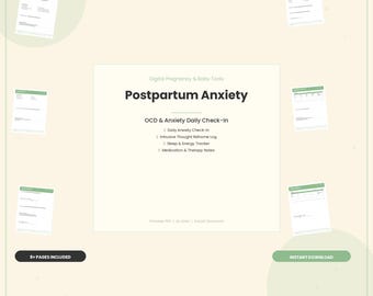 Postpartum Anxiety & OCD Journal, Intrusive Thought Log, New Mom Mental Health Tracker (PDF Download)