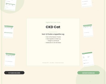 CKD Cat Health Tracker, Sub-Q Fluids, Appetite Log (PDF Download)