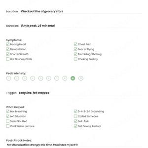 Panic Disorder Tracker, Panic Attack Log, Breathing Exercise Diary (PDF Download) image 3