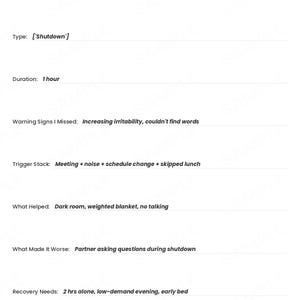 Autismus Selbstmanagement-Tracker, Sensorisches Tagebuch, Energiebudget Journal (PDF Download) Bild 5
