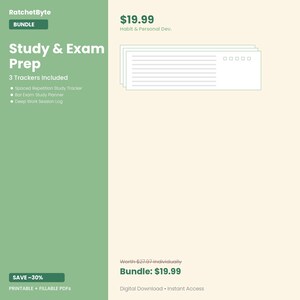 Studie- en examenvoorbereidingsbundel, uitgebreide herhalingsbalk examenwerklogboek (digitale download)
