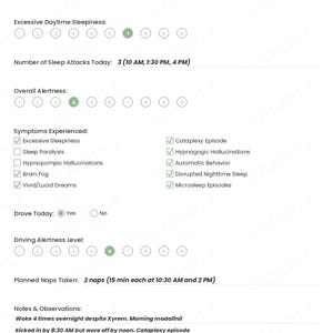 Narcolepsy Symptom Tracker, Sleep Diary, Cataplexy & Daytime Sleepiness Log (PDF Download) image 2