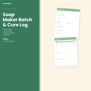 Registro de producción de jabón, receta para proceso en frío, control de costos (PDF rellenable)