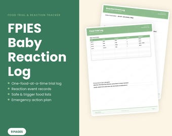 FPIES Baby Reaction Log, Food Trial Symptom Tracker (Fillable PDF Download)