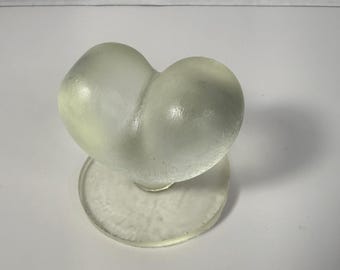 Frosted Resin Heart Sculpture with Base | Lumière Collection