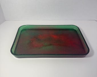 Red & Green Resin Tray | Velours Ember Collection