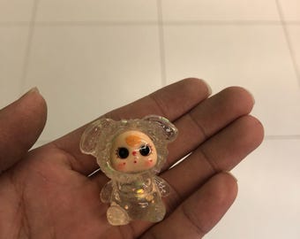 Cute Transparent Bear Hair Claw Clip, Kawaii Mini Acrylic Hair Clip, Glitter Animal Hair Accessory, Small Hair Claw for Girls & Women