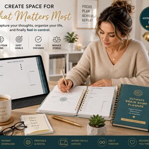 ADHD Brain Dump Planner | 176-Page Productivity Organizer (Printable + Digital) image 3