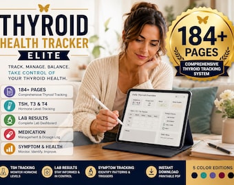 Thyroid Health Tracker | Hashimoto, Hypothyroidism, TSH, T3, T4 Log (PDF Download)