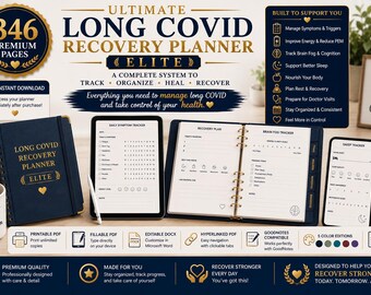 Long COVID Recovery Planner Printable, Long COVID Journal, Chronic Illness Planner, Symptom Tracker PDF, Fillable Medical Binder, GoodNotes