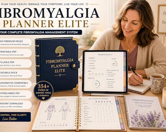 Fibromyalgia Planner Printable, Fibromyalgia Journal, Chronic Pain Tracker, Fibro Planner PDF, Symptom Tracker, GoodNotes Planner, Fillable
