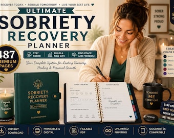 Sobriety Recovery Planner, Addiction Workbook, Sober Tracker PDF (Digital Download)