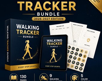 Walking Tracker Bundle | Wellness Journal, Challenges, Goal Tracker (Digital Download)