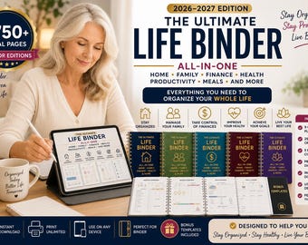 Ultimate Life Binder, All-In-One Home Family Finance Planner (Digital Download)