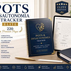 POTS Dysautonomi Symtom Tracker | Pulslogg (digital nedladdning)