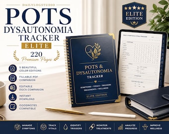 POTS Dysautonomia Symptom Tracker | Heart Rate Log (Digital Download)