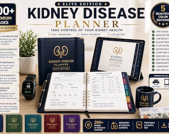 Kidney Disease Planner, CKD Health Tracker, Dialysis Log, Caregiver Binder (Printable PDF)