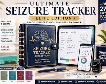 Seizure Tracker Printable, Epilepsy Journal, Log Book, Planner PDF (Digital Download)