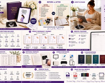 Pregnancy Planner Printable Journal, Mom Baby Postpartum PDF (Digital Download)
