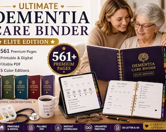 Dementia Care Binder, Alzheimer's Caregiver Planner (Printable PDF)